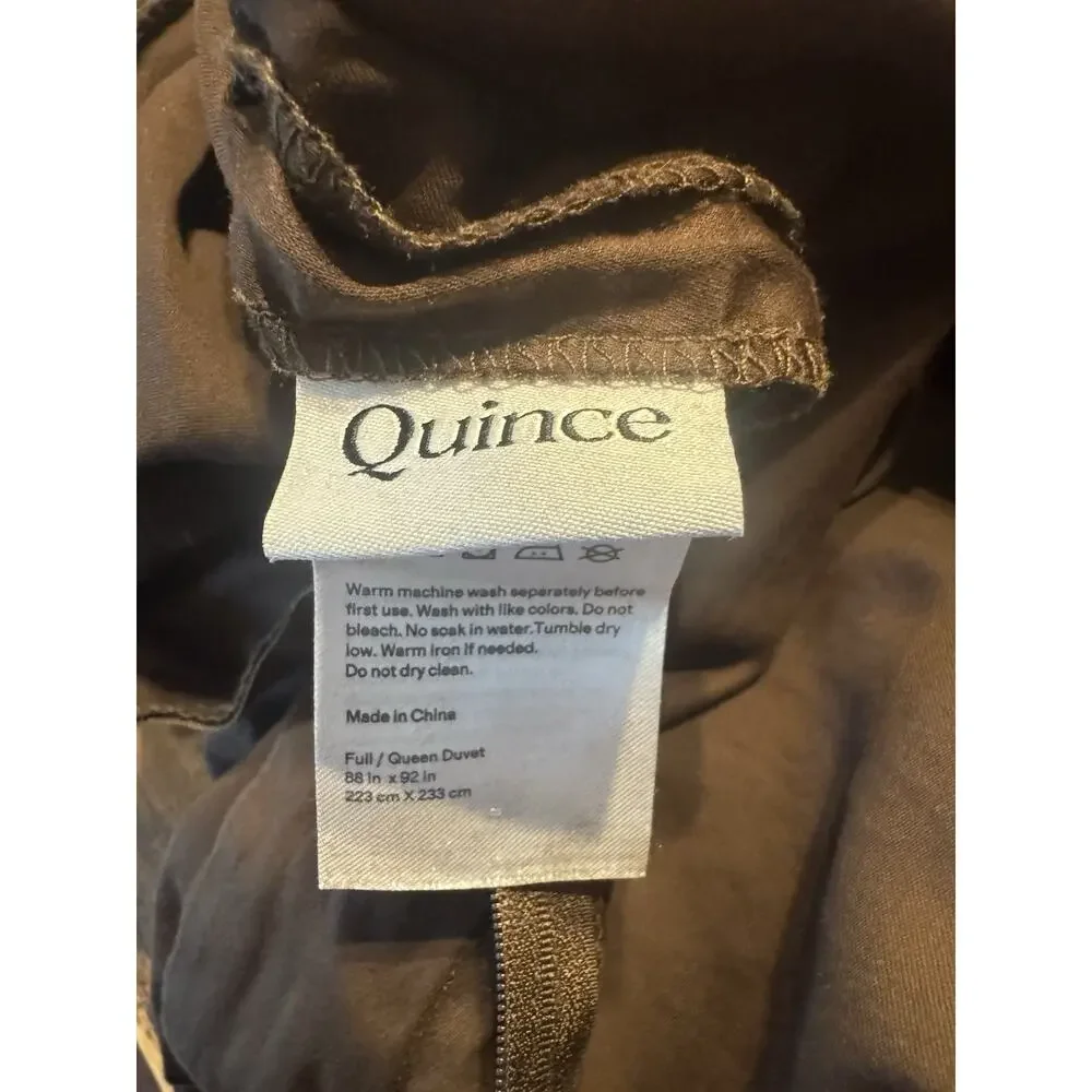 Quince Signature Giza Cotton Sateen Duvet Cover Set Espresso Full/Queen NWOT